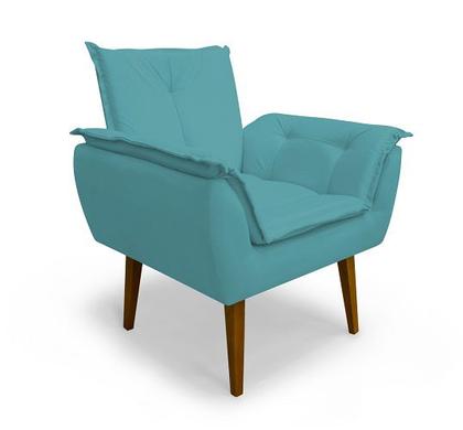 Imagem de Kit 2 Poltronas Opala Suede Azul Turquesa - Meu Lar Decor