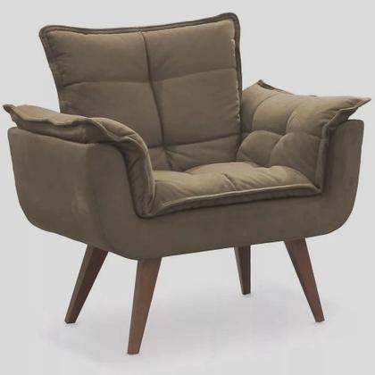Imagem de Kit 2 Poltronas Opalas com Puff Redondo Suede Cappucino