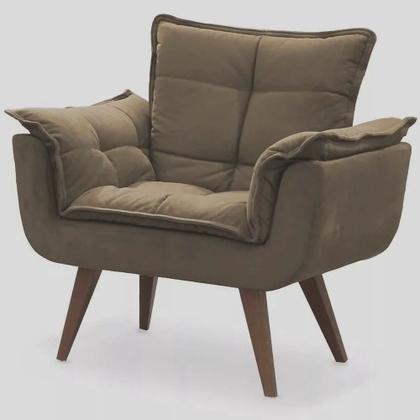 Imagem de Kit 2 Poltronas Opalas com Puff Redondo Suede Cappucino