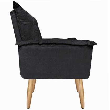 Imagem de Kit 2 Poltronas Opalla Cadeira Decorativa Suede Preto para Escritório Sala de Estar Recepção