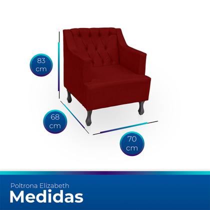 Imagem de Kit 2 Poltronas para Sala de Estar Clássica Confortável e Reforçada Suede Elizabeth