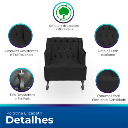 Imagem de Kit 2 Poltronas para Sala de Estar Clássica Confortável e Reforçada Suede Elizabeth