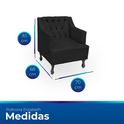 Imagem de Kit 2 Poltronas para Sala de Estar Clássica Confortável e Reforçada Suede Elizabeth