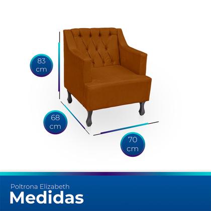 Imagem de Kit 2 Poltronas para Sala de Estar Clássica Confortável e Reforçada Suede Elizabeth