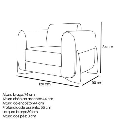 Imagem de Kit 2 Poltronas Para Sala de Estar Lottus Linho Cinza Pés Castanho - Pallazio