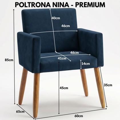 Imagem de Kit 2 Poltronas para Sala Estofada Decorativa Cadeira Resistente Escritório Recepção Sala de estar manicure Pés palito de madeira Sala de Espera