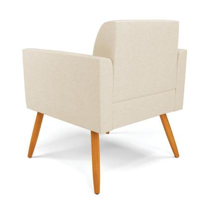 Imagem de Kit 2 Poltronas Pés Palito Castanho Marisa Linho Bege A19 D03 - D'rossi