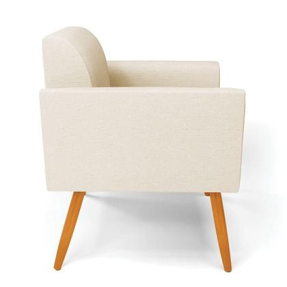 Imagem de Kit 2 Poltronas Pés Palito Castanho Marisa Linho Bege A19 D03 - D'rossi