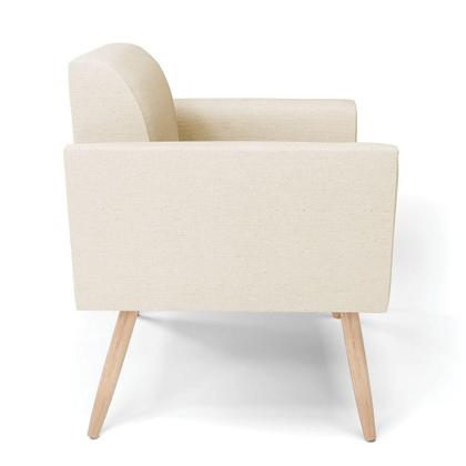 Imagem de Kit 2 Poltronas Pés Palito Natural Marisa Linho Bege A19 D03 - D'rossi