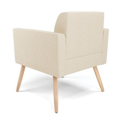 Imagem de Kit 2 Poltronas Pés Palito Natural Marisa Linho Bege A19 D03 - D'rossi