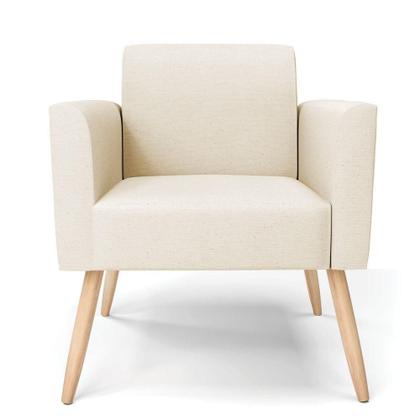 Imagem de Kit 2 Poltronas Pés Palito Natural Marisa Linho Bege A19 D03 - D'rossi