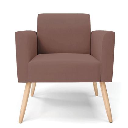 Imagem de Kit 2 Poltronas Pés Palito Natural Marisa Veludo D03 - D'rossi Cor Rose