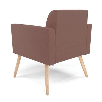 Imagem de Kit 2 Poltronas Pés Palito Natural Marisa Veludo D03 - D'rossi Cor Rose