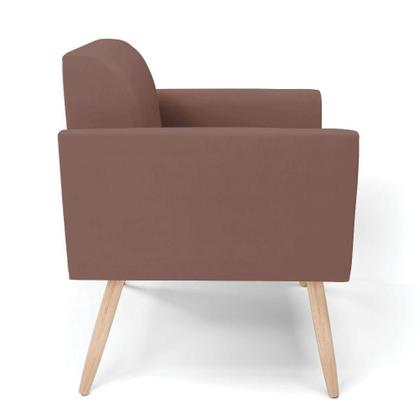 Imagem de Kit 2 Poltronas Pés Palito Natural Marisa Veludo D03 - D'rossi Cor Rose