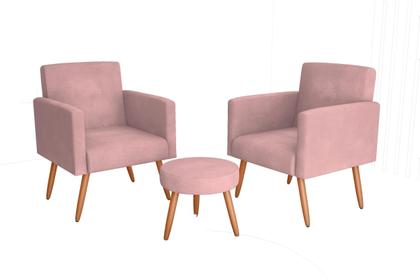 Imagem de Kit 2 Poltronas + Puff Dallas Turkey Rosa F447 - Matrix