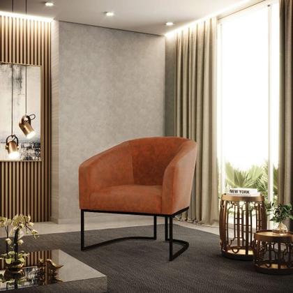 Imagem de Kit 2 Poltronas Stella Corano Nozes Base Industrial Preto - D'Rossi
