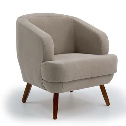 Imagem de Kit 2 Poltronsa Decorativas Em Algodão Caramelo Pés De Madeira Carina - Larbelle