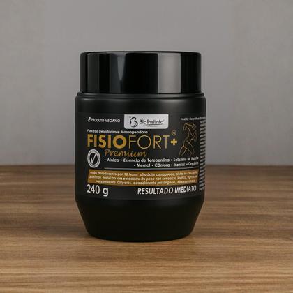 Imagem de Kit 2 Pomada Massageadora FisioFort Premium 240g Embalagem Preta Massagem Creme Para Dor Articulação