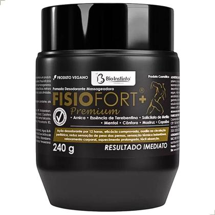 Imagem de Kit 2 Pomada Massageadora FisioFort Premium 240g Embalagem Preta Massagem Creme Para Dor Articulação