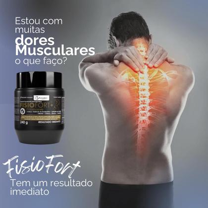 Imagem de Kit 2 Pomada Massageadora FisioFort Premium 240g Embalagem Preta Massagem Creme Para Dor Articulação