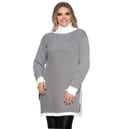 Imagem de Kit 2 Poncho Xadrez Feminino Gola Alta e Manga Longa Tendência