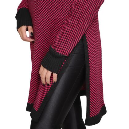 Imagem de Kit 2 Ponchos Feminino Plus Size Xadrez com Mangas Gola Alta