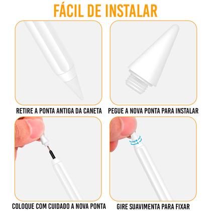 Imagem de Kit 2 Pontas Extra Compatível Pencil 1 E 2 Geração