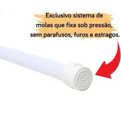 Imagem de Kit 2 Porta Cortina Box Varão Bastão Banheiro 60 x 90cm Aço