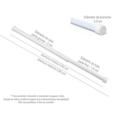 Imagem de Kit 2 Porta Cortina Box Varão Bastão Banheiro 60 x 90cm Aço