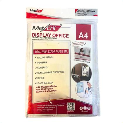 Imagem de KIT 2 Porta Folhetos Display A4 Modelo Office com Fundo e Janela inferior Expositor de Avisos e Comunicados