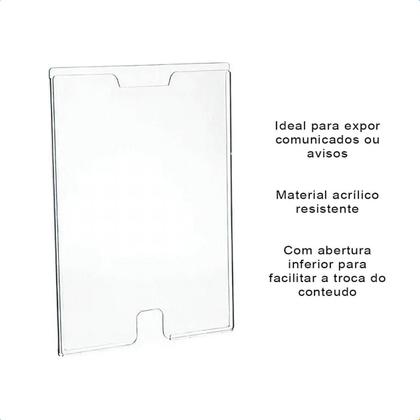 Imagem de KIT 2 Porta Folhetos Display A4 Modelo Office com Fundo e Janela inferior Expositor de Avisos e Comunicados