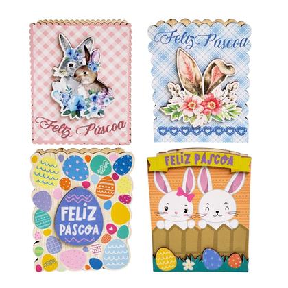 Imagem de Kit 2 Porta Guardanapo Feliz Páscoa Ovinhos Mesa MDF Sortido