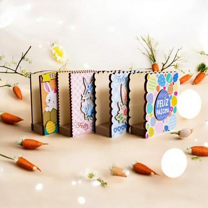 Imagem de Kit 2 Porta Guardanapo Feliz Páscoa Ovinhos Mesa MDF Sortido