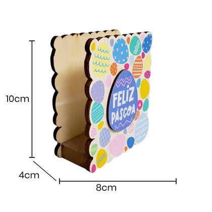 Imagem de Kit 2 Porta Guardanapo Feliz Páscoa Ovinhos Mesa MDF Sortido