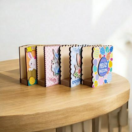 Imagem de Kit 2 Porta Guardanapo Feliz Páscoa Ovinhos Mesa MDF Sortido