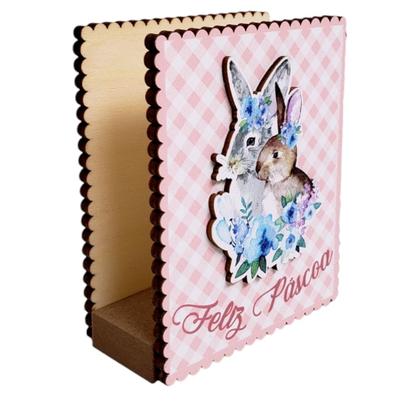 Imagem de Kit 2 Porta Guardanapo Feliz Páscoa Ovinhos Mesa MDF Sortido