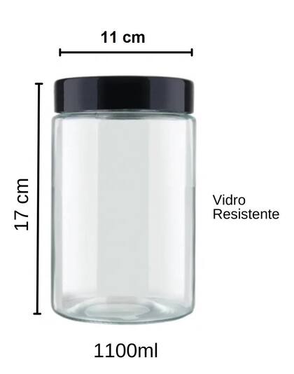 Imagem de Kit 2 Porta Mantimento de Vidro Pote para Café Grãos 1100ml