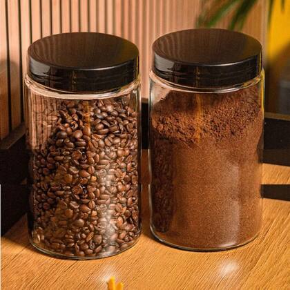 Imagem de Kit 2 Porta Mantimento de Vidro Pote para Café Grãos 1100ml