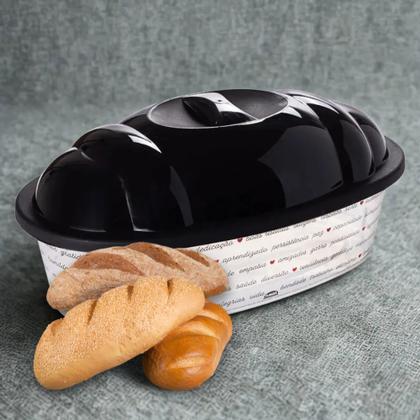 Imagem de Kit 2 Porta Pão e Pão de Forma Decorado Tampa Preta Plasútil 4422 / 5610