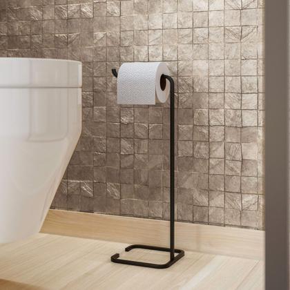 Imagem de Kit 2 Porta Papel Higiênico Para Banheiro Level Preto