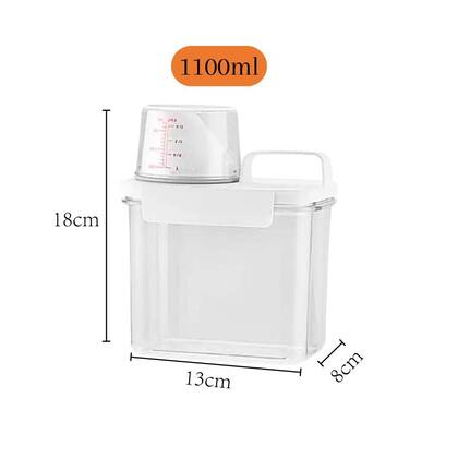 Imagem de Kit 2 Porta Sabão em Pó Dispenser para Sabão Líquido, Pote para Amaciante, Alimentos, Pote Hermético com Copo Dosador e Trava 1,1L- Maxx