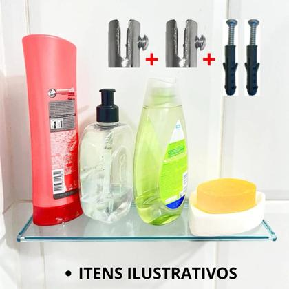 Imagem de Kit 2 Porta Shampoo De Vidro Incolor 30x10 Com Acessórios