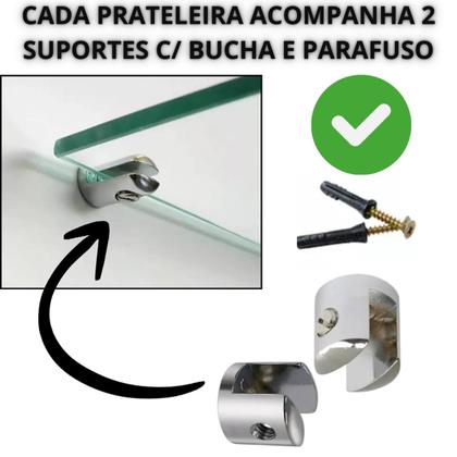 Imagem de Kit 2 Porta Shampoo De Vidro Incolor 30x10 Com Acessórios