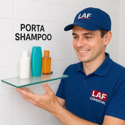 Imagem de Kit 2 Porta Shampoo De Vidro Incolor 30x10 Com Acessórios