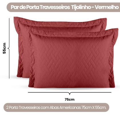 Imagem de Kit 2 Porta Travesseiros 55cm X 75cm Liso Matelado Tijolinho