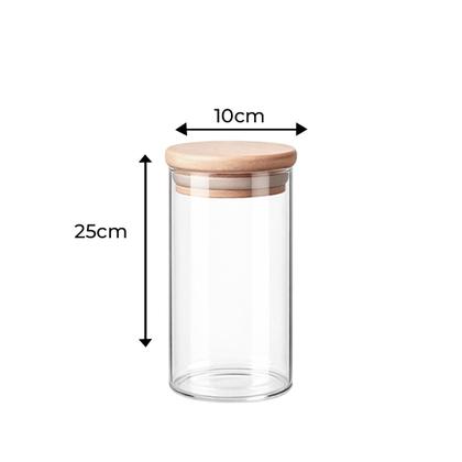 Imagem de Kit 2 Pote Organizador 1700ml Multiuso Frasco Vidro Tampa Bambu Cozinha Doméstico Recipiente Farinha