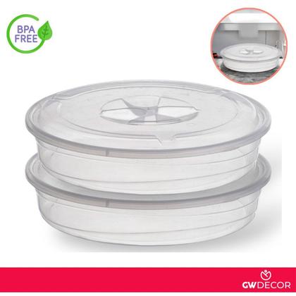Imagem de Kit 2 Pote Redondo Transparente Recipiente Grande Com Tampa 4 Litros Para Tortas