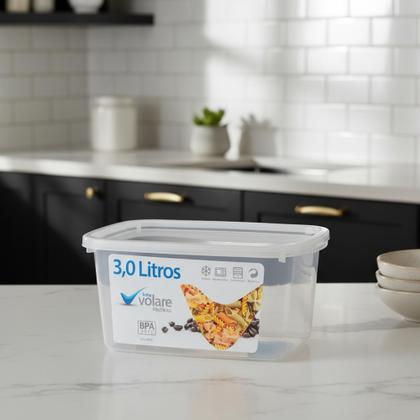 Imagem de Kit 2 Pote Retangular Alimento 3l Armazenamento Bpa Free