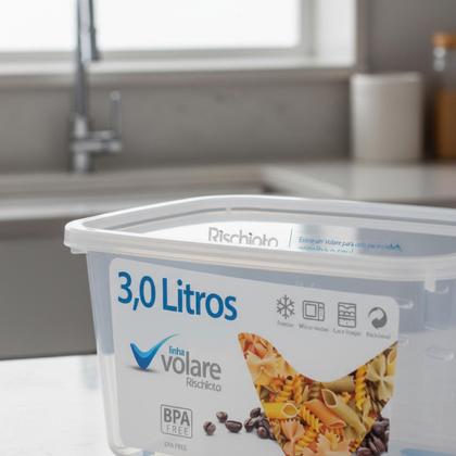 Imagem de Kit 2 Pote Retangular Alimento 3l Armazenamento Bpa Free
