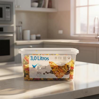 Imagem de Kit 2 Pote Retangular Alimento 3l Armazenamento Bpa Free